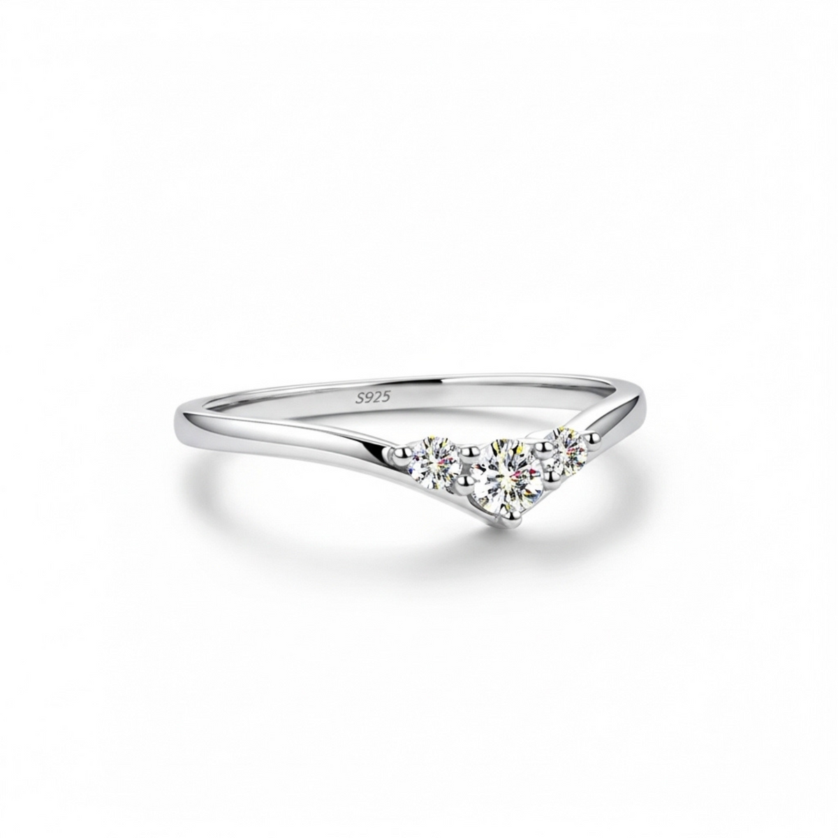 Anel Meia Aliança Moissanite Brilhante 0,16ct Total em Prata 925 com Ródio e Moissanite Cor D VVS1 Certificada