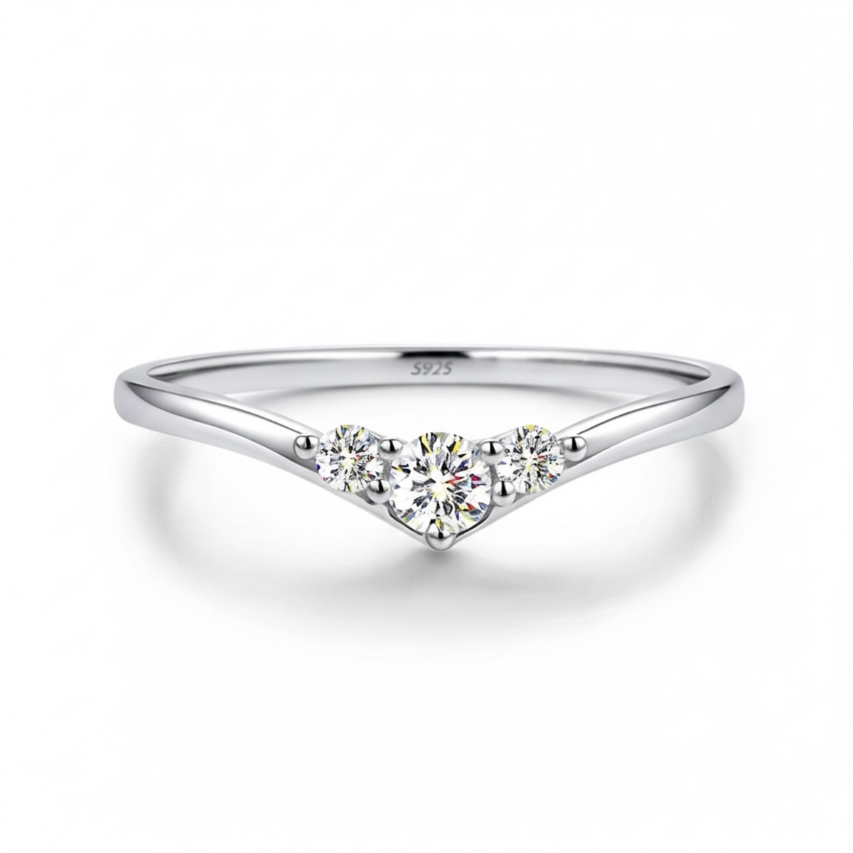 Anel Meia Aliança Moissanite Brilhante 0,16ct Total em Prata 925 com Ródio e Moissanite Cor D VVS1 Certificada