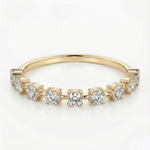 Aliança 9 pedras Moissanite 1mm D VVS1 – Prata 925 com Banho de Ouro Amarelo