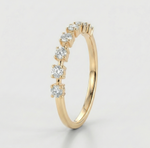 Aliança 9 pedras Moissanite 1mm D VVS1 – Prata 925 com Banho de Ouro Amarelo