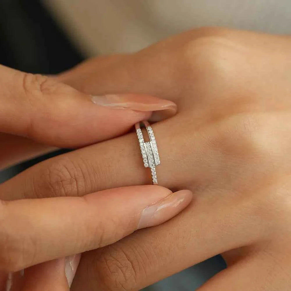 Aliança Tripla Moissanite 2mm ou 5mm – Prata 925 – Monlí