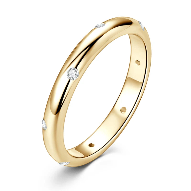 Anel Aliança Delicada 1,5mm Moissanite Prata 925 Anel de Luxo Feminino