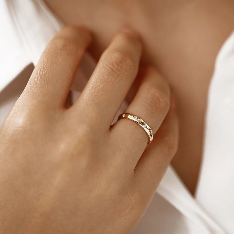 Anel Aliança Delicada 1,5mm Moissanite Prata 925 Anel de Luxo Feminino