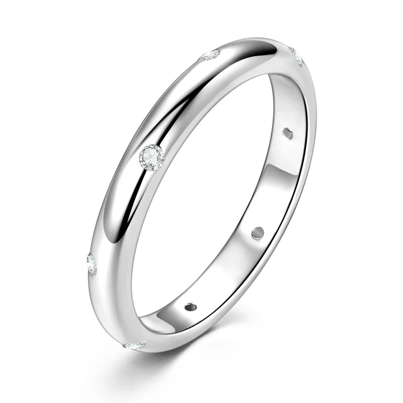 Anel Aliança Delicada 1,5mm Moissanite Prata 925 Anel de Luxo Feminino