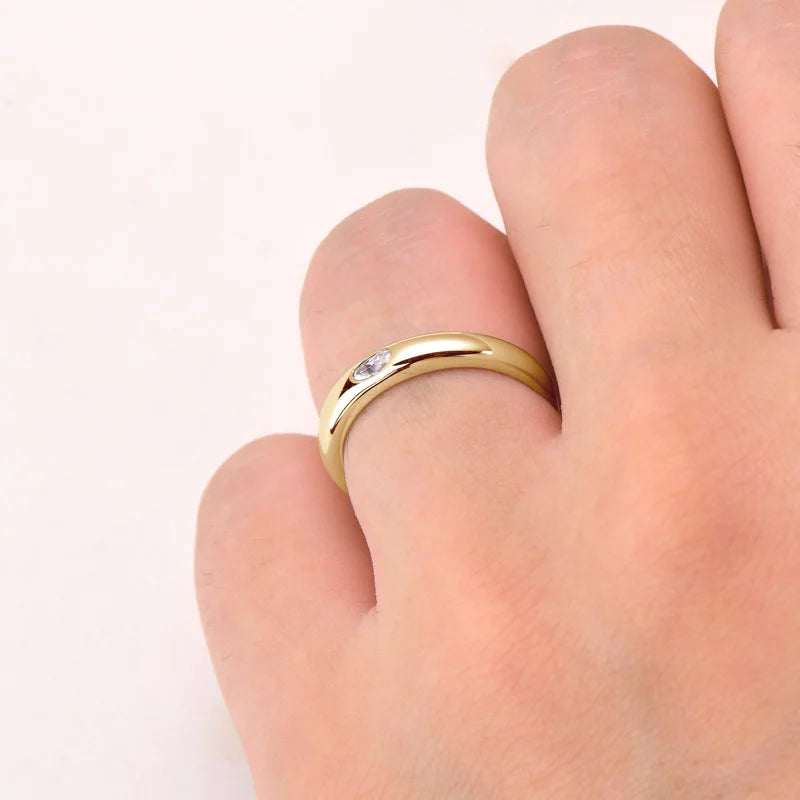 Anel Aliança Presente Oval 0,1ct Moissanite Prata 925 Anel de Luxo Feminino