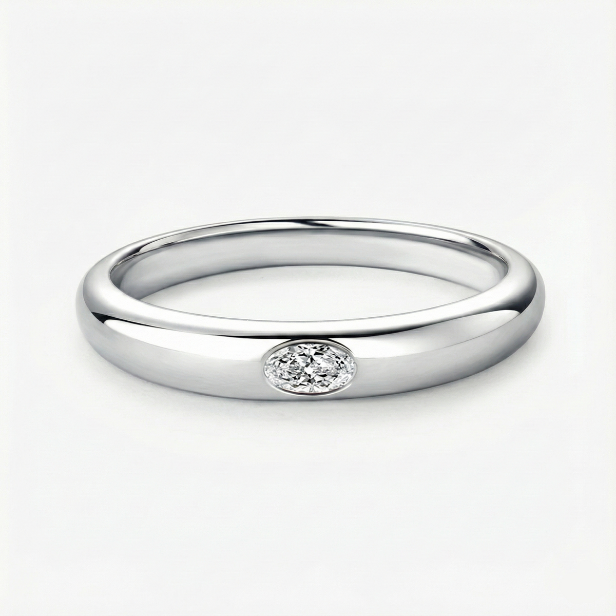 Anel Aliança Presente Oval 0,1ct Moissanite Prata 925 Anel de Luxo Feminino