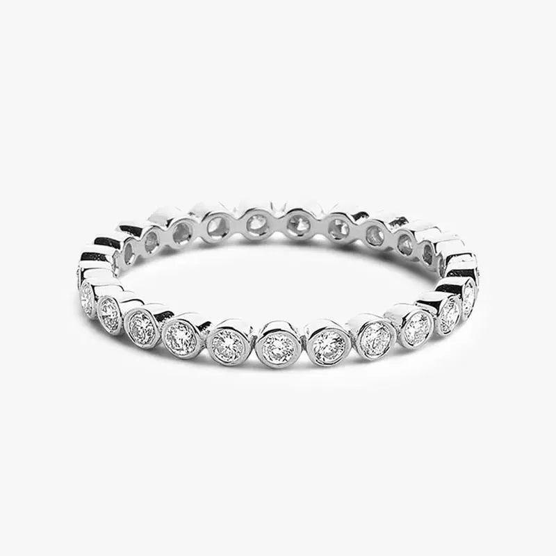 Anel Aparador Aliança Inteira 3mm Moissanite Prata 925 Anel Eternity de Luxo