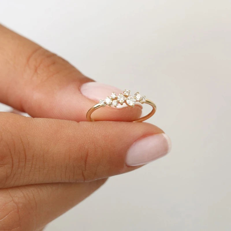 Anel Aparador Meia Aliança Redonda Moissanite Prata 925 Anel de Luxo Feminino