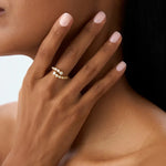 Anel Bypass Curvo Moissanite Prata 925 Banhado a Ouro 18K Anel de Luxo Feminino