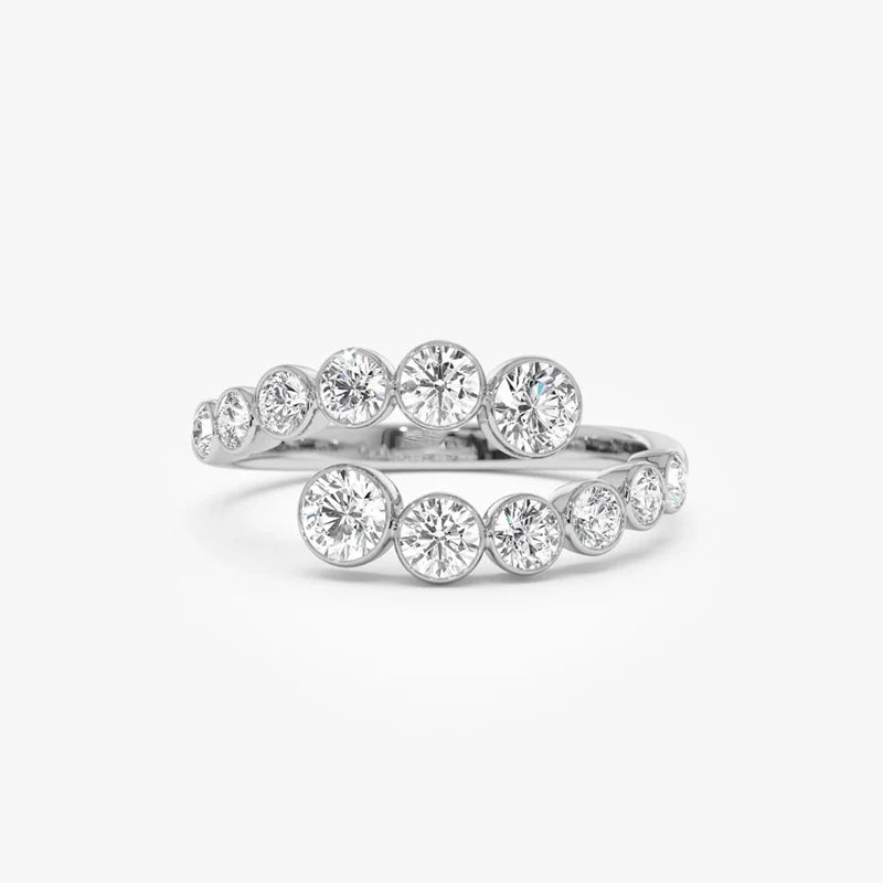 Anel Bypass Curvo Moissanite Prata 925 Banhado a Ouro 18K Anel de Luxo Feminino