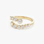 Anel Bypass Curvo Moissanite Prata 925 Banhado a Ouro 18K Anel de Luxo Feminino