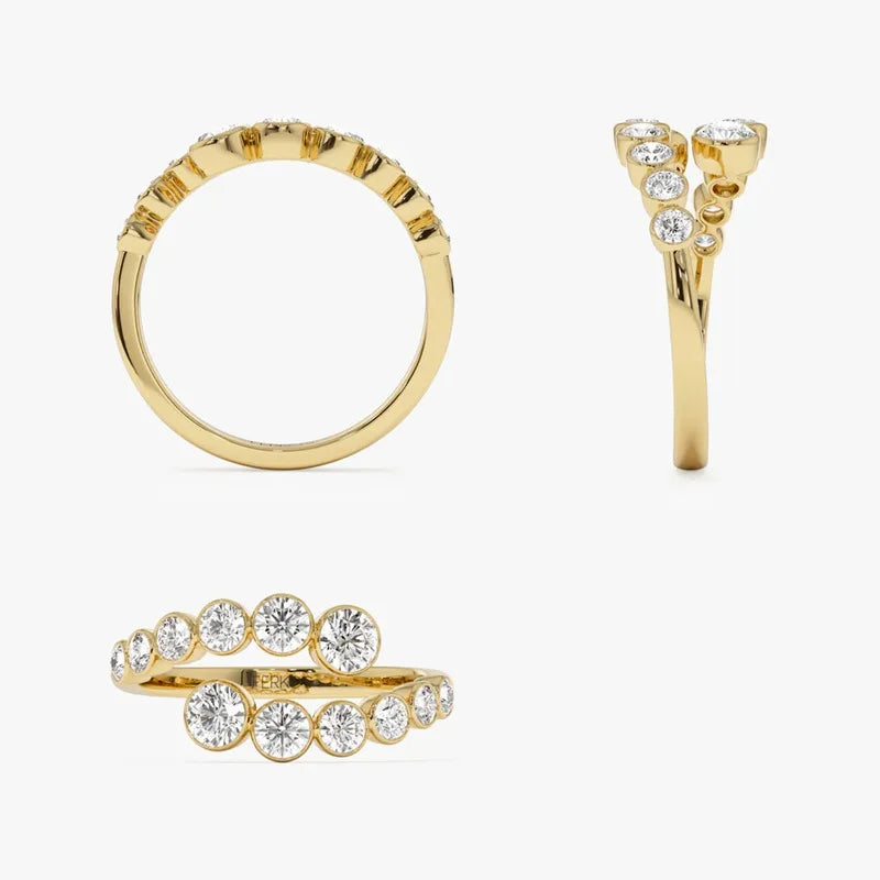 Anel Bypass Curvo Moissanite Prata 925 Banhado a Ouro 18K Anel de Luxo Feminino