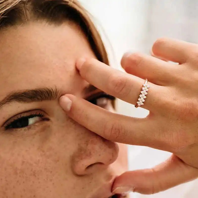 Anel Cluster Floral 2mm Moissanite Prata 925 Anel de Luxo Feminino