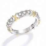 Anel Cravejado Moissanite 18k - Eternity com 15 Pedras de 0,1ct em Prata 925 com Banho de Ouro Branco 18k, Moissanite Cor D VVS1 Certificada