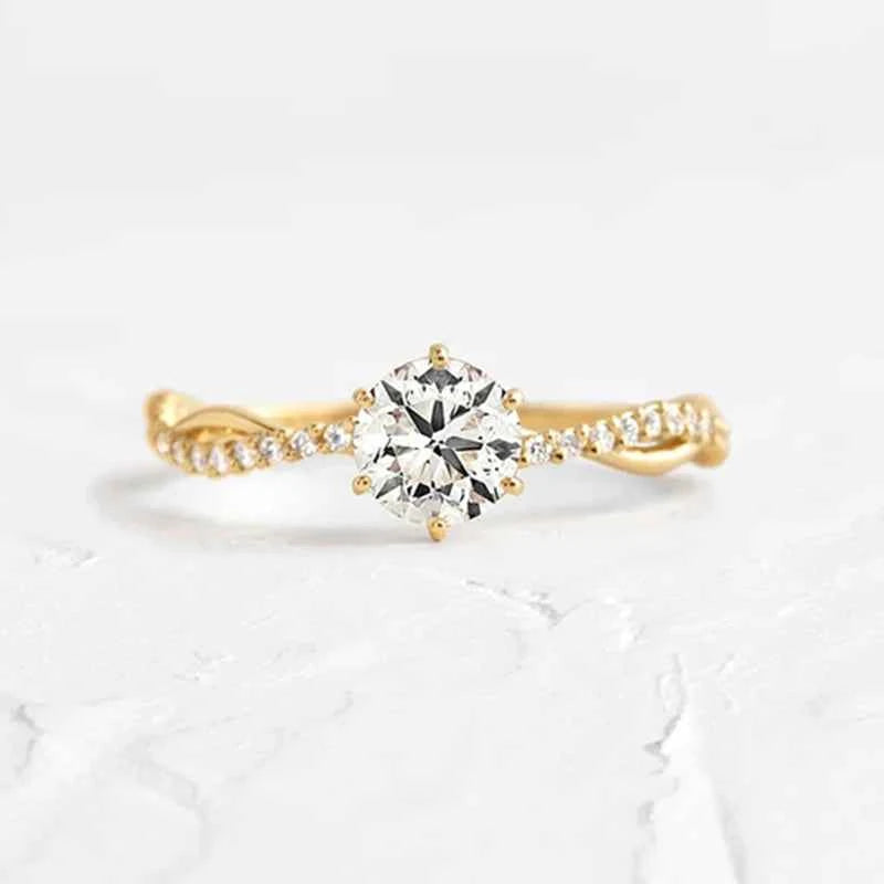 Anel Cravejado Redondo Brilhante Moissanite 1ct 2ct 3ct - Moissanite Certificada D VVS1 – Prata 925