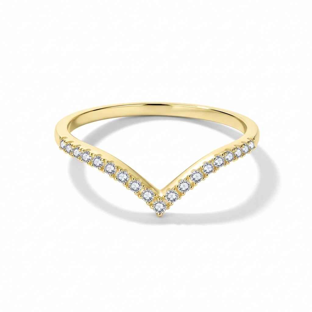 Anel Cravejado de Moissanite Brilhante 0,15ct em Prata 925 com Ródio e Moissanite Cor D VVS1 Certificada