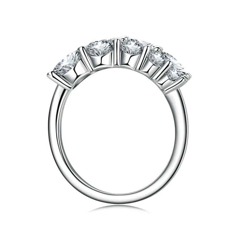 Anel Dedinho Moissanite 10 Pedras (3,26ct) em Prata 925 com Ródio ou Ouro, Design Torcido, Moissanite Cor D VVS1 Certificada