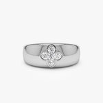 Anel Floral Chunky Moissanite Prata 925 Banhado a Ouro 18K Anel de Luxo Feminino
