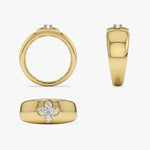 Anel Floral Chunky Moissanite Prata 925 Banhado a Ouro 18K Anel de Luxo Feminino