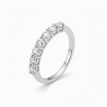 Anel Meia Aliança Moissanite 3mm 7 Pedras - 0.7ct – Prata 925 Banhada a Ouro Branco – Monlí