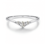 Anel Meia Aliança Moissanite Brilhante 0,16ct Total em Prata 925 com Ródio e Moissanite Cor D VVS1 Certificada