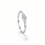 Anel Meia Aliança Moissanite Brilhante 0,16ct Total em Prata 925 com Ródio e Moissanite Cor D VVS1 Certificada