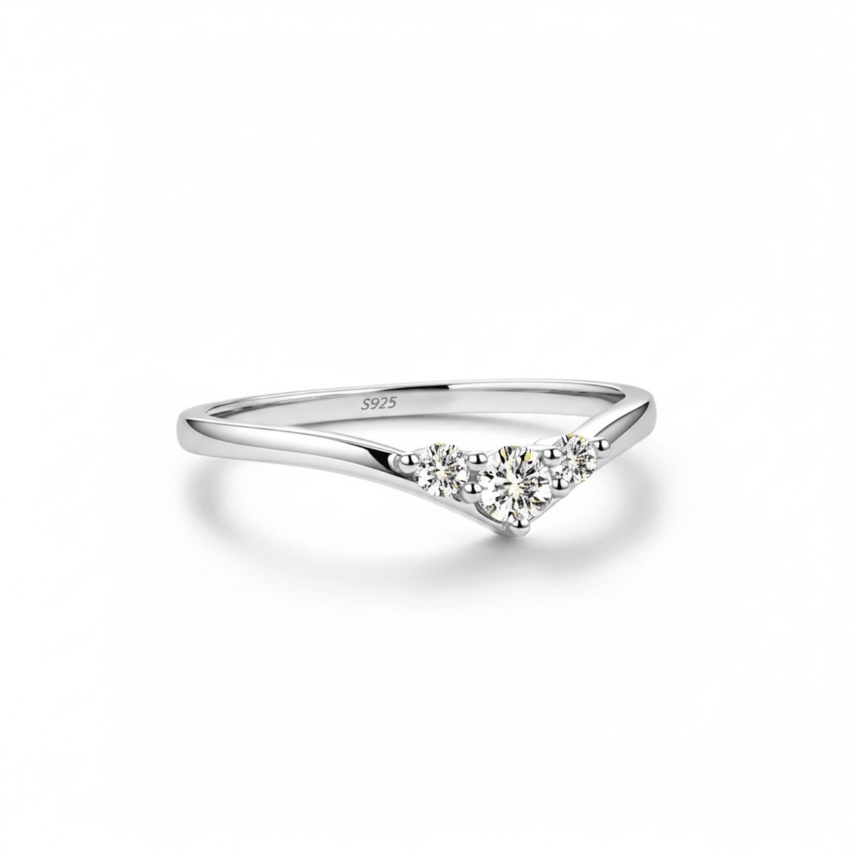 Anel Meia Aliança Moissanite Brilhante 0,16ct Total em Prata 925 com Ródio e Moissanite Cor D VVS1 Certificada