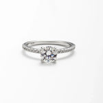 Anel Moissanite 1,25ct Brilhante com Cravejado Completo, Prata 925 com Ródio, Moissanite Cor D VVS1 Certificada - Monlí