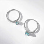 Anel Moissanite Azul 1ct 2ct Lapidação Princesa em Prata 925 com Ródio e Moissanite Cor D VVS1 Certificada