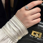 Anel Moissanite Oval 3 Pedras, Prata 925 com Ródio, 3,7ct e 9,6ct, Laterais em Gota, Certificado D VVS1