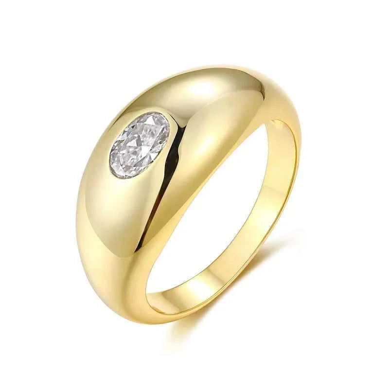Anel Solitário Oval 0.5ct de Moissanite Cor D VVS1 em Prata 925 com Banho de Ouro 18k — Joia Fina Certificada GRA, Design Clássico e Elegante — Monlí