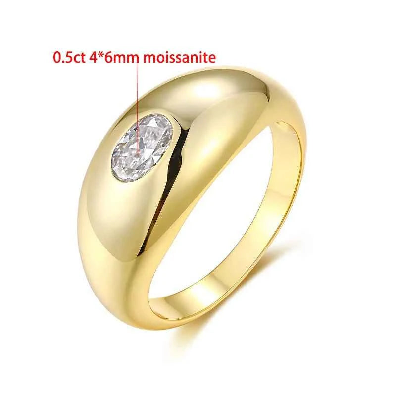 Anel Solitário Oval 0.5ct de Moissanite Cor D VVS1 em Prata 925 com Banho de Ouro 18k — Joia Fina Certificada GRA, Design Clássico e Elegante — Monlí
