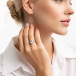 Anel Oval Solitário Moissanite com Halo Oculto, 1ct a 3ct, Prata 925 com Ródio, Certificado Cor D VVS1