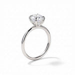 Anel Oval Solitário Moissanite com Halo Oculto, 1ct a 3ct, Prata 925 com Ródio, Certificado Cor D VVS1