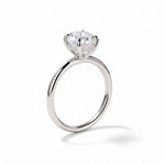 Anel Oval Solitário Moissanite com Halo Oculto, 1ct a 3ct, Prata 925 com Ródio, Certificado Cor D VVS1