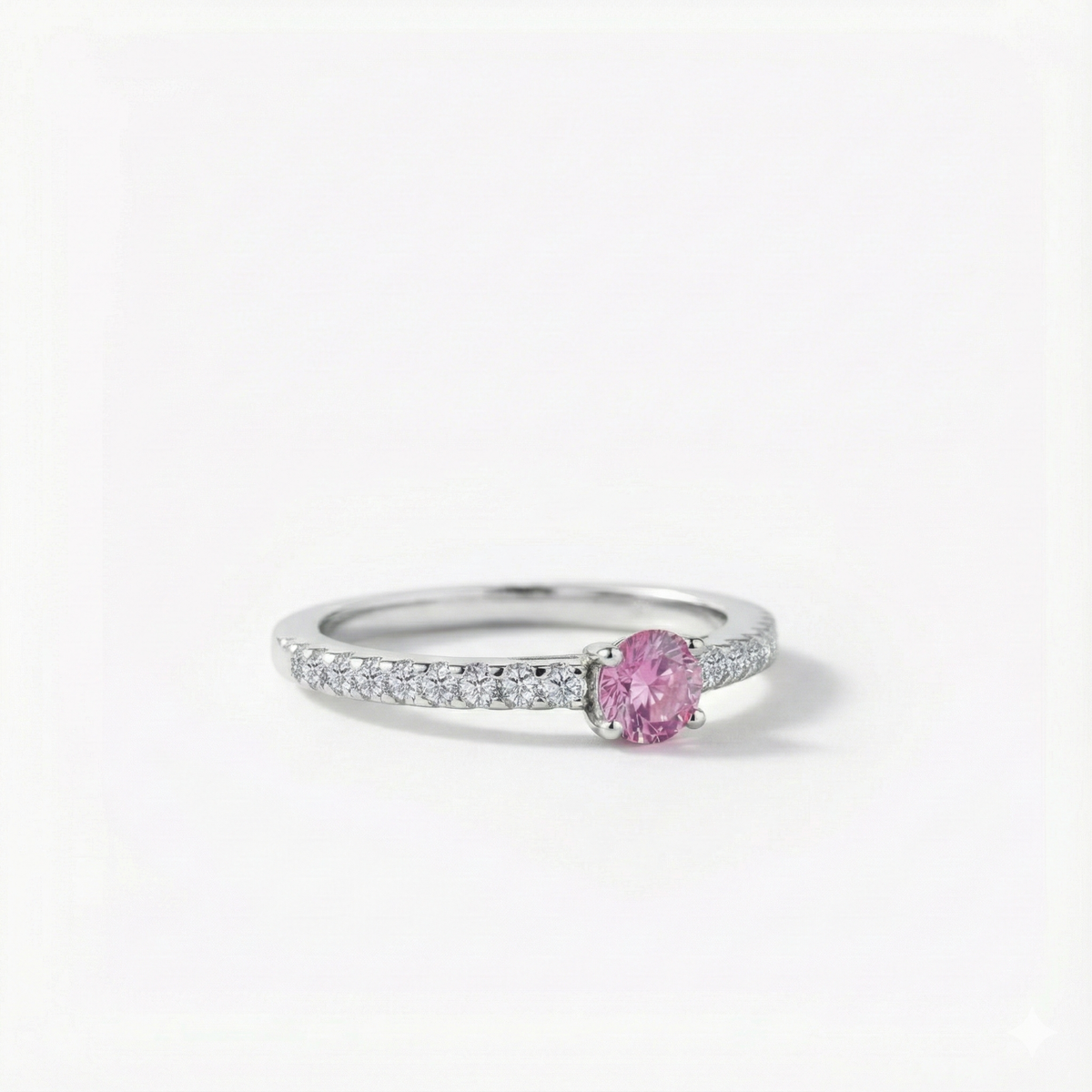 Anel Solitário Cravejado Moissanite Colorida 0.3ct – 4mm – Prata 925 – D Color VVS1 – Moissanite Azul, Verde, Rosa, Amarelo