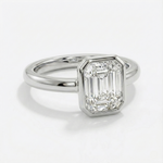 Anel Solitário Emerald Cut Bezel 1ct 2ct 3ct Moissanite Prata 925 Banhado a Ouro 18K Anel de Noivado Luxo