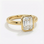 Anel Solitário Emerald Cut Bezel 1ct 2ct 3ct Moissanite Prata 925 Banhado a Ouro 18K Anel de Noivado Luxo