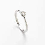 Anel Solitário 0,3ct de Moissanite Brilhante com 6 Garras, Prata 925 com Ródio, Moissanite Cor D VVS1 Certificada - Monlí