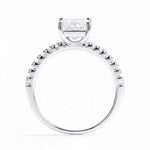 Anel Solitário Moissanite 1ct 2ct Cravejado, Prata 925 com Banho de Ouro Branco 18k, Corte Emerald, Moissanite Cor D VVS1 Certificada