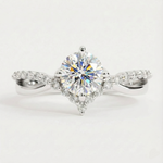 Anel Solitário Moissanite 1ct Brilhante, 6,5mm, Prata 925 com Banho de Ouro Branco 18k, Moissanite Cor D VVS1 Certificada