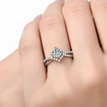 Anel Solitário Moissanite 1ct Brilhante, 6,5mm, Prata 925 com Banho de Ouro Branco 18k, Moissanite Cor D VVS1 Certificada