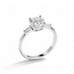 Anel Solitário Moissanite 1ct C/ Certificação VVS1, Prata 925 com Ródio, Brilhante Cor D