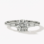 Anel Solitário Moissanite 1ct C/ Certificação VVS1, Prata 925 com Ródio, Brilhante Cor D