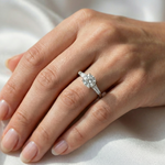 Anel Solitário Moissanite 1ct C/ Certificação VVS1, Prata 925 com Ródio, Brilhante Cor D