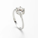 Anel Solitário 2ct de Moissanite Brilhante com 6 Garras, Prata 925 com Ródio, Moissanite Cor D VVS1 Certificada - Monlí