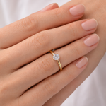 Anel Solitário Moissanite 925 Brilhante 0,5ct a 3ct em Prata 925 com Banho de Ouro Amarelo 18k e Certificação VVS1