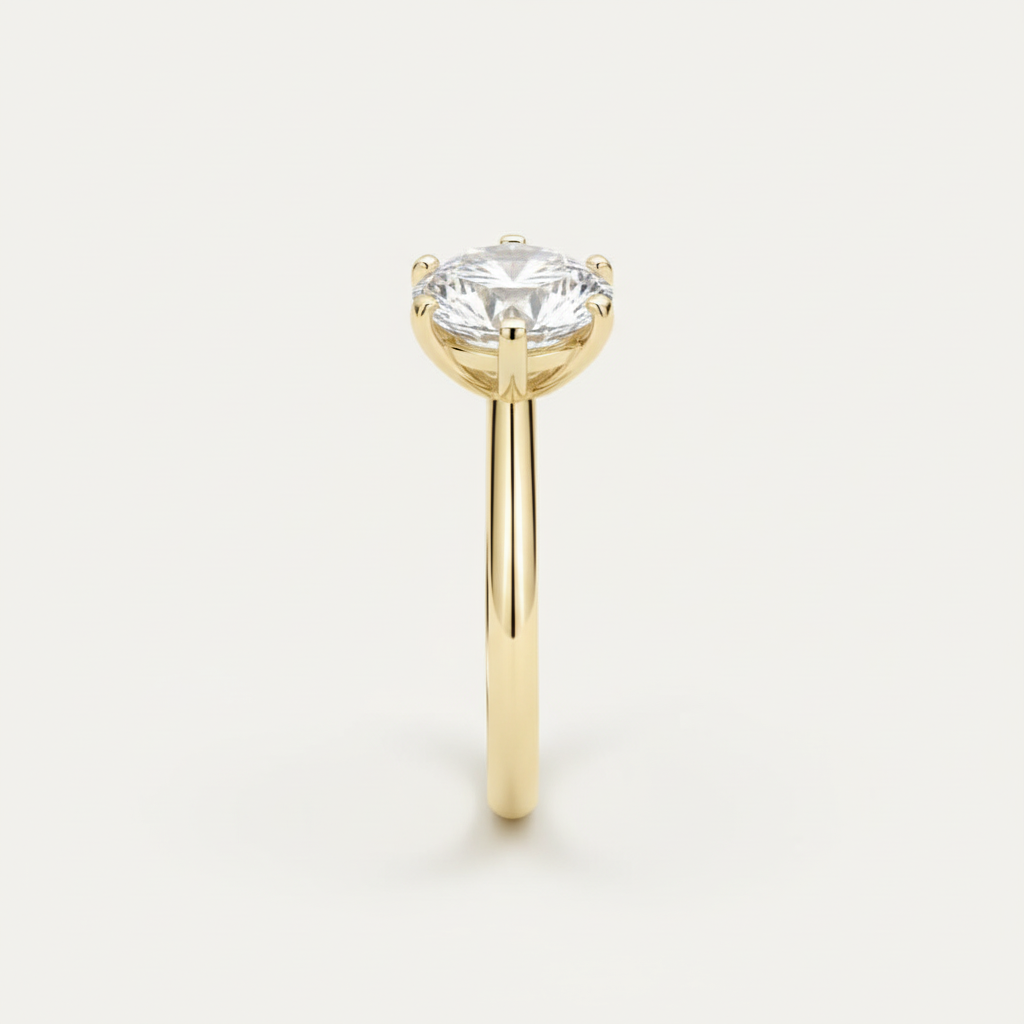 Anel Solitário Moissanite 925 Brilhante 0,5ct a 3ct em Prata 925 com Banho de Ouro Amarelo 18k e Certificação VVS1