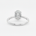 Anel Solitário Moissanite 925 Oval Cravejado, 1ct 2ct 3ct, Prata 925 com Ródio Branco, Moissanite Cor D VVS1 Certificada