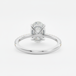 Anel Solitário Moissanite 925 Oval Cravejado, 1ct 2ct 3ct, Prata 925 com Ródio Branco, Moissanite Cor D VVS1 Certificada
